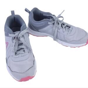 Reebok Athletic Snoes Sneakers Girls Size 4.5 Gray, Pink, Lace Up Tennis Shoes